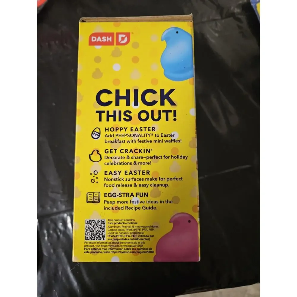 Dash Peeps Mini Waffle Maker Yellow Chick Nonstick